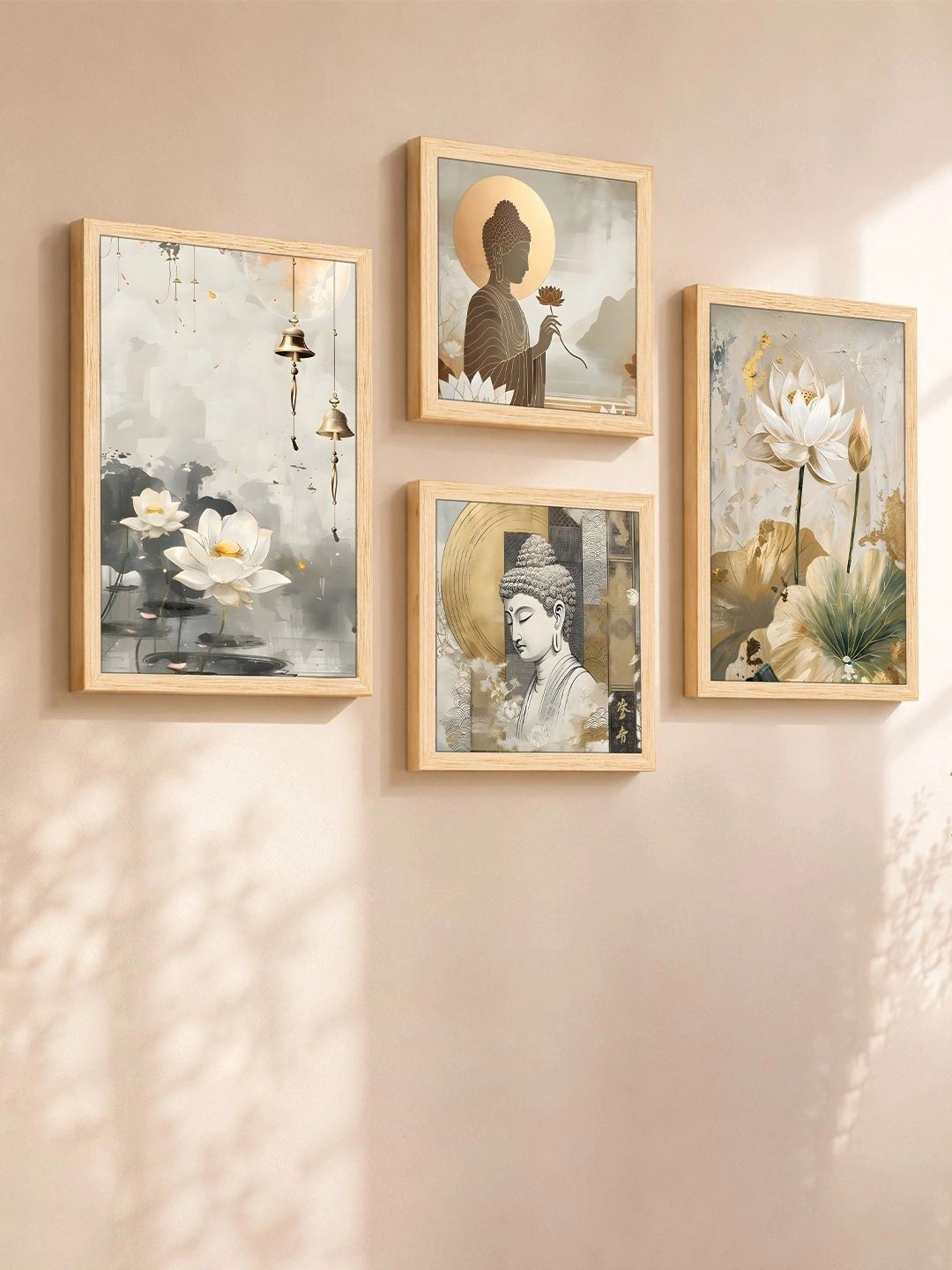 Art Street Art Street Multicoloured & Orange Set of 4 Piece Synthetic Wood Religious Wall Paintings