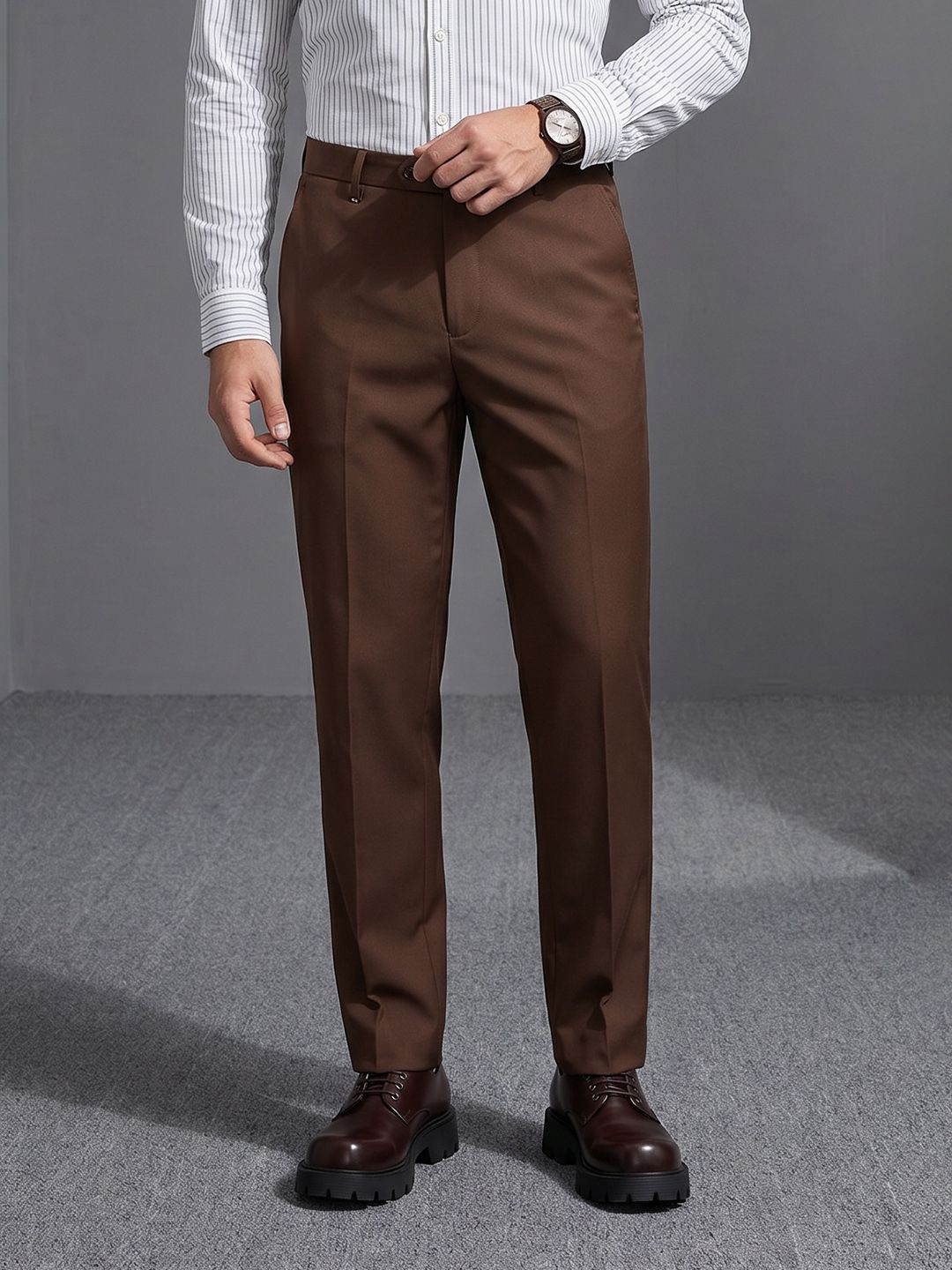 INVICTUS Mid-Rise Cotton Formal Trousers