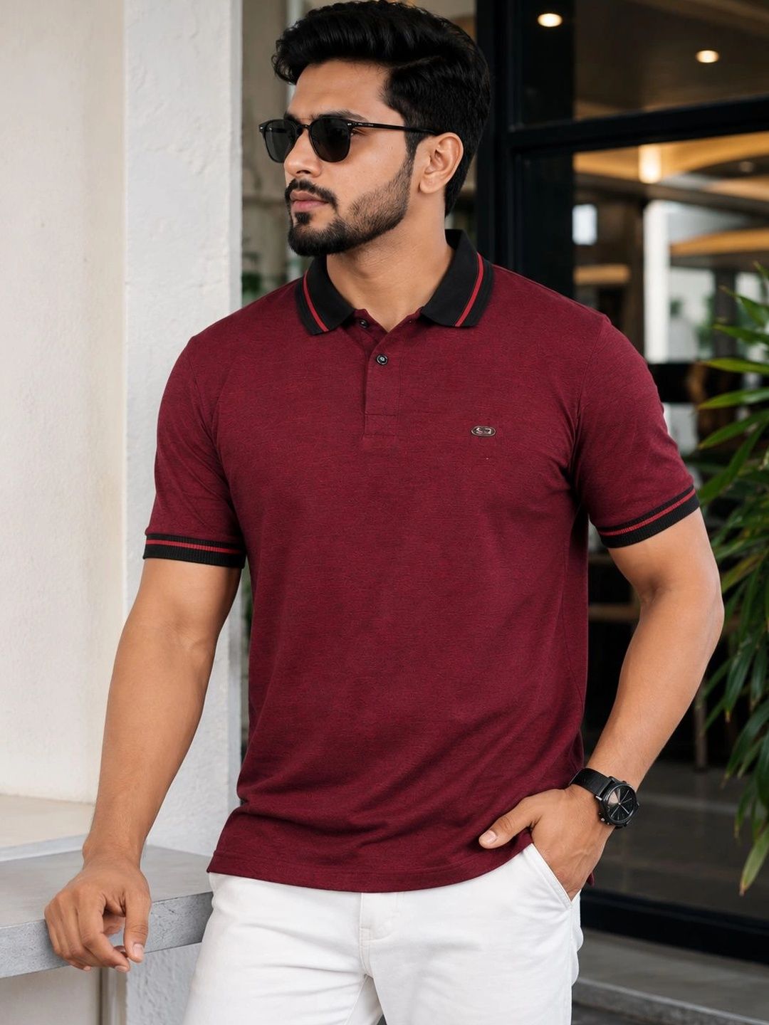OZONECO Men Polo Collar T-shirt