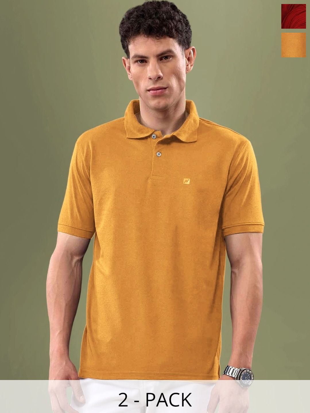 LUX NITRO Pack Of 2 Polo Collar Short Sleeves Anti Odour T-shirt