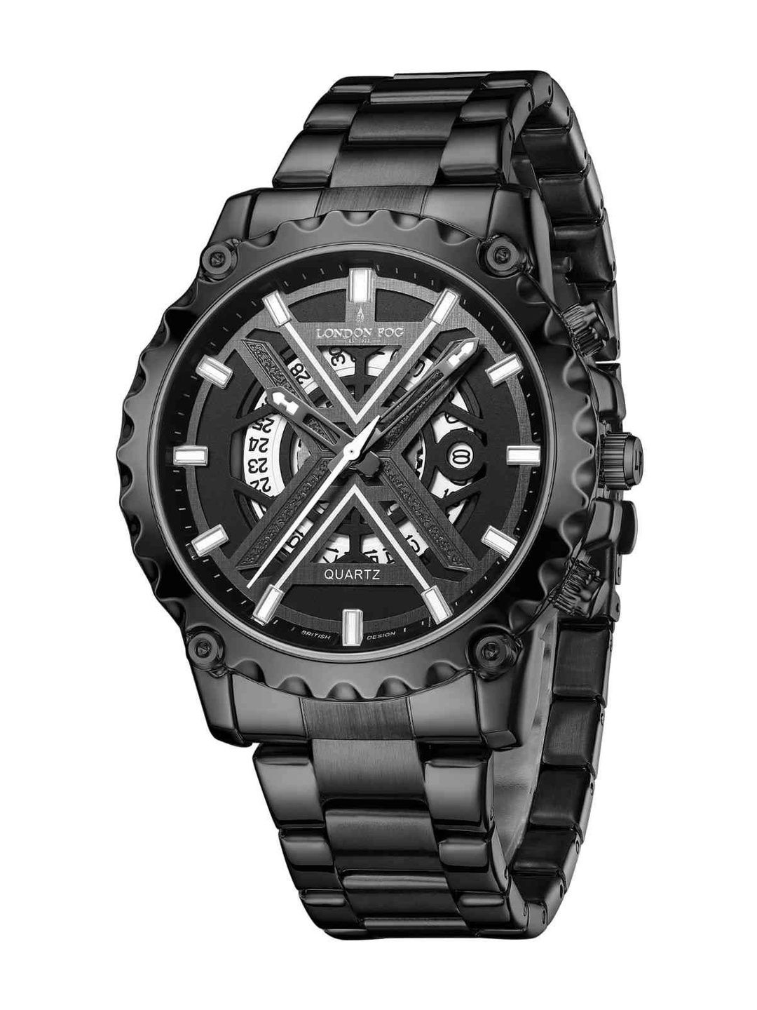 LONDON FOG LONDON FOG Men Dial & Stainless Steel Bracelet Style Straps Analogue Chronograph Watch LFM10016-11