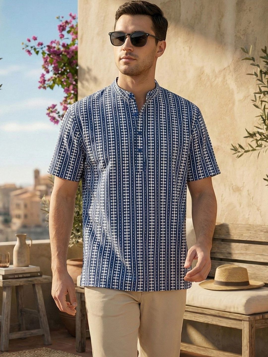 House of Pataudi Men Ethnic Motifs Printed Kurta