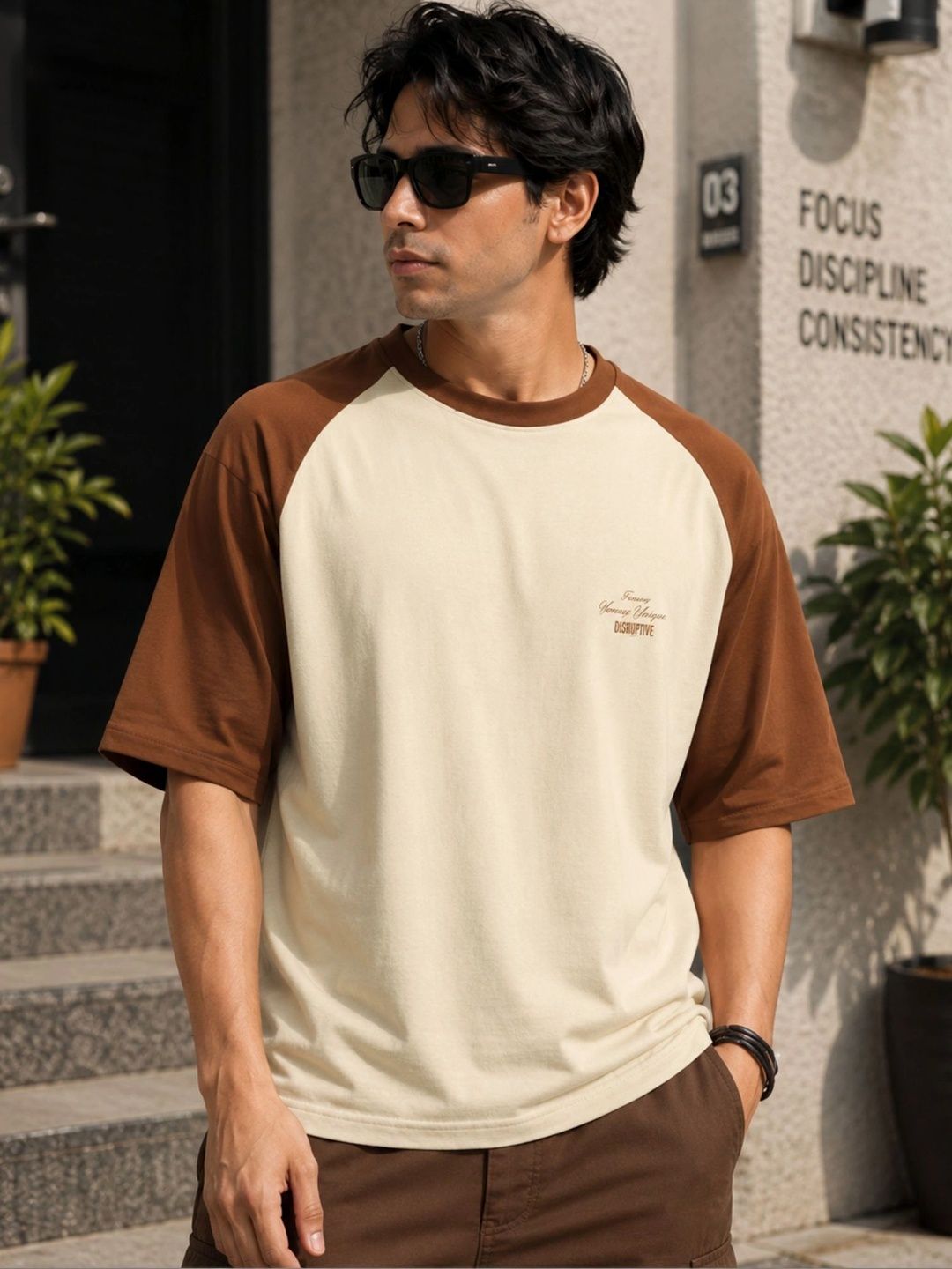 Maniac Maniac Men Typography Colourblocked T-shirt