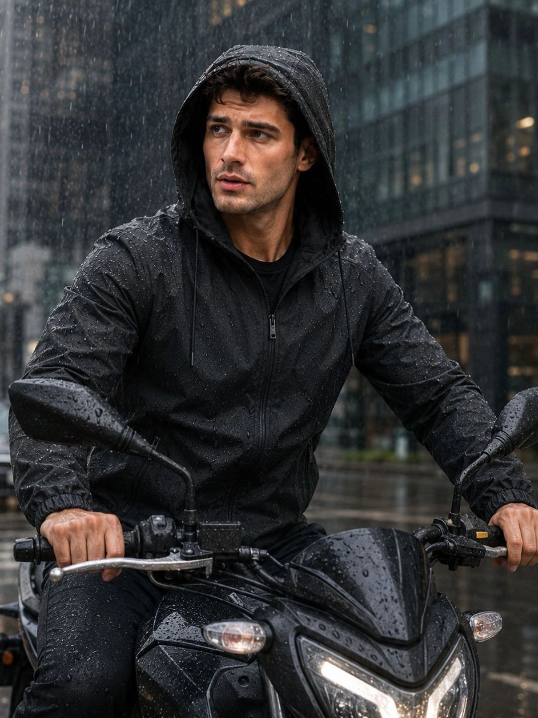 CARABA Men Hooded Rain Jacket