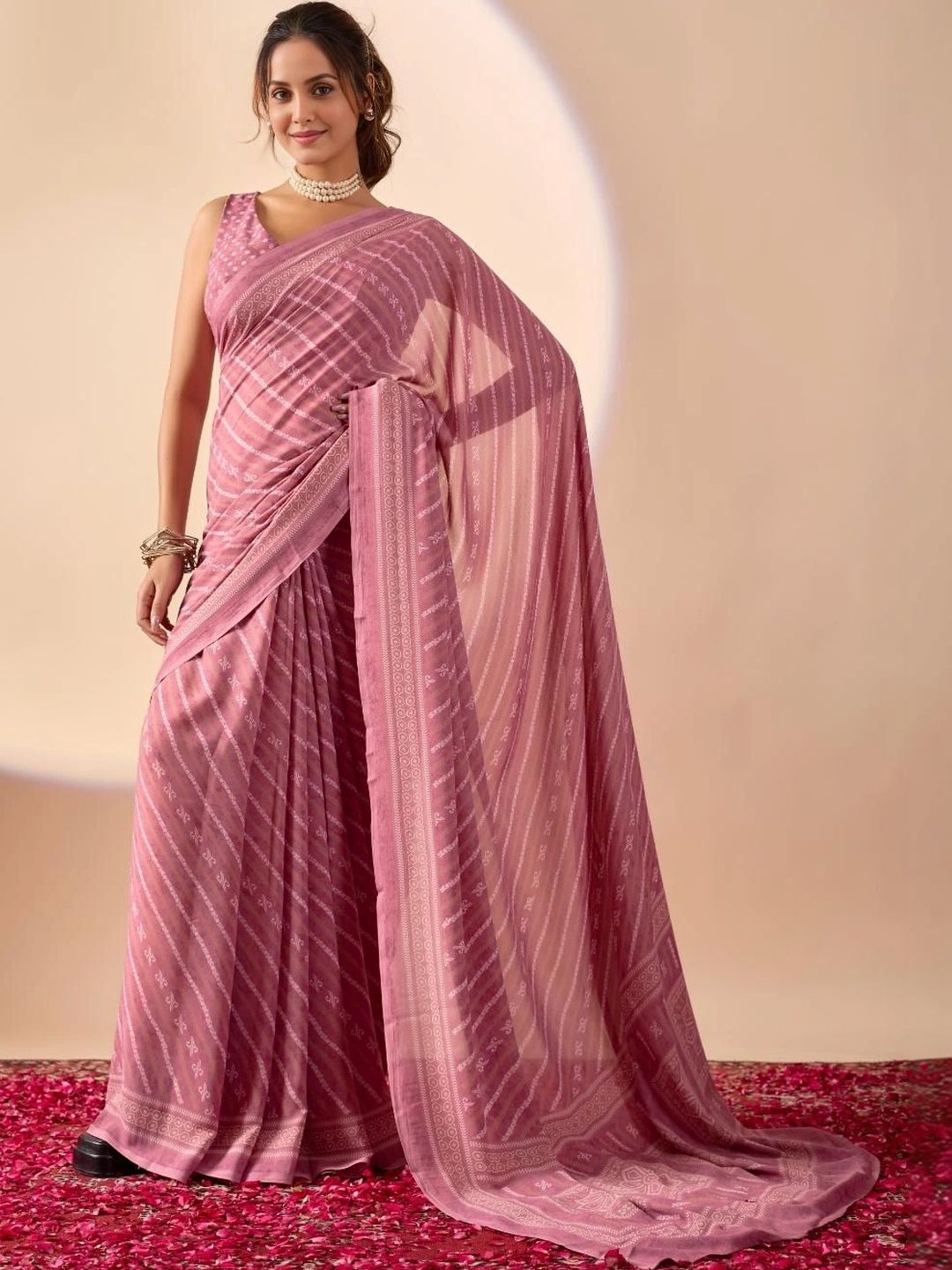 Mitera Leheriya Poly Crepe Saree