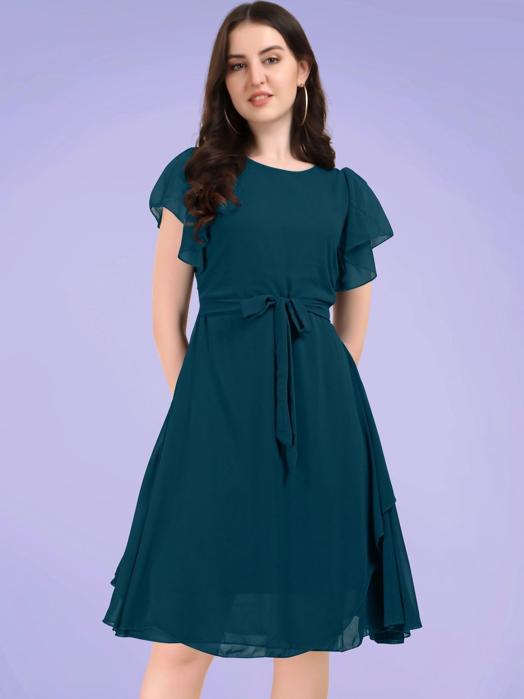 RAYIE COLLECTION Flutter Sleeve A-Line Dress
