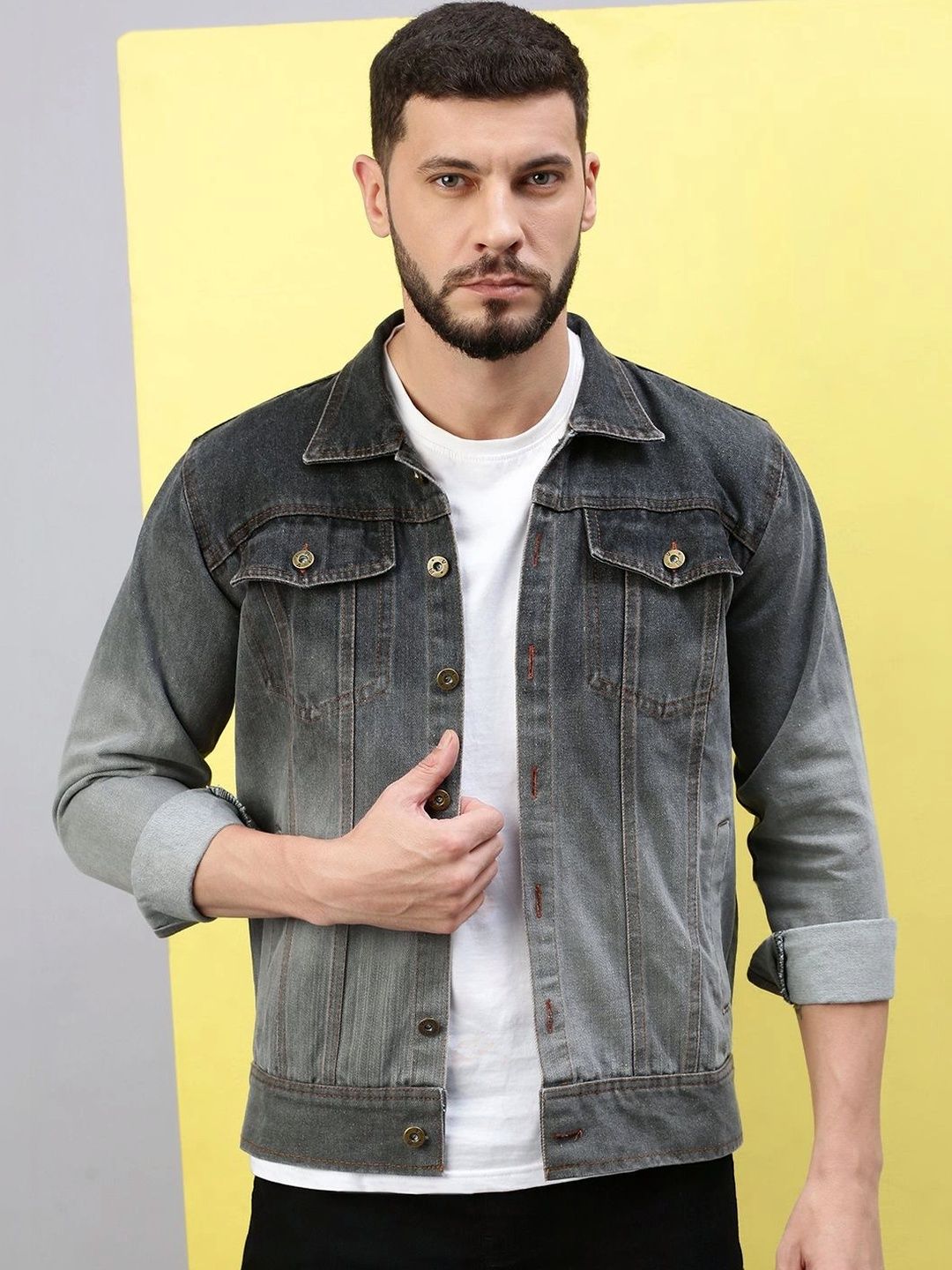 Kaali Peeli Kaali Peeli Men Colourblocked Denim Jacket