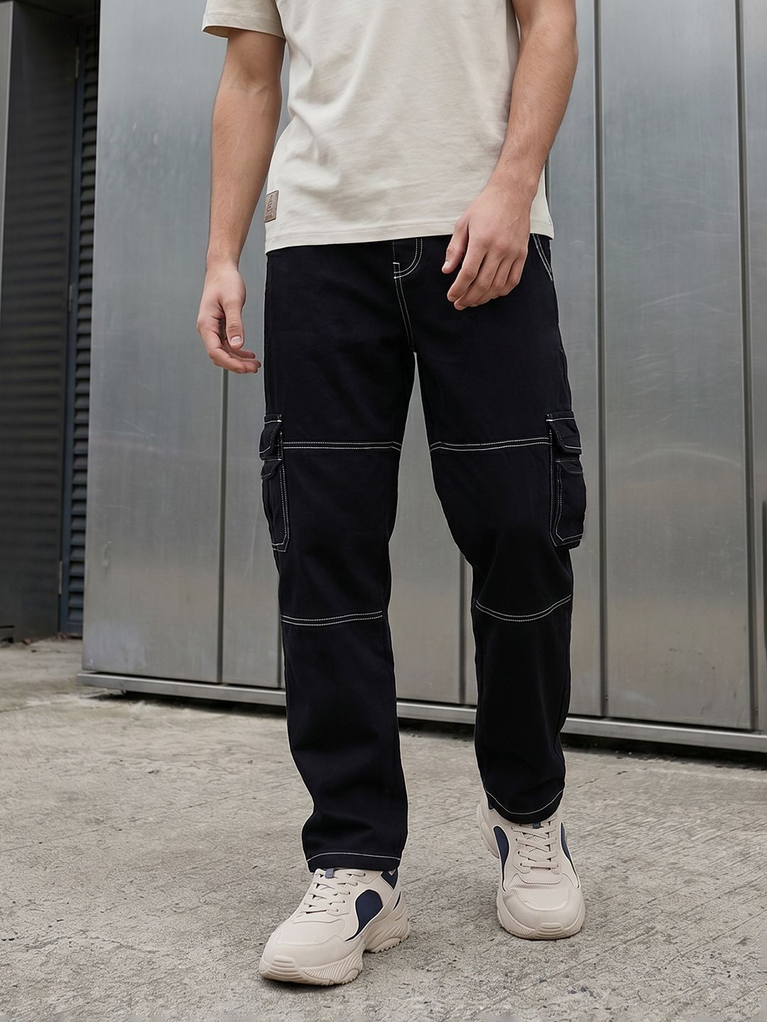 FCUK Men Cargo Style Pure Cotton Jeans