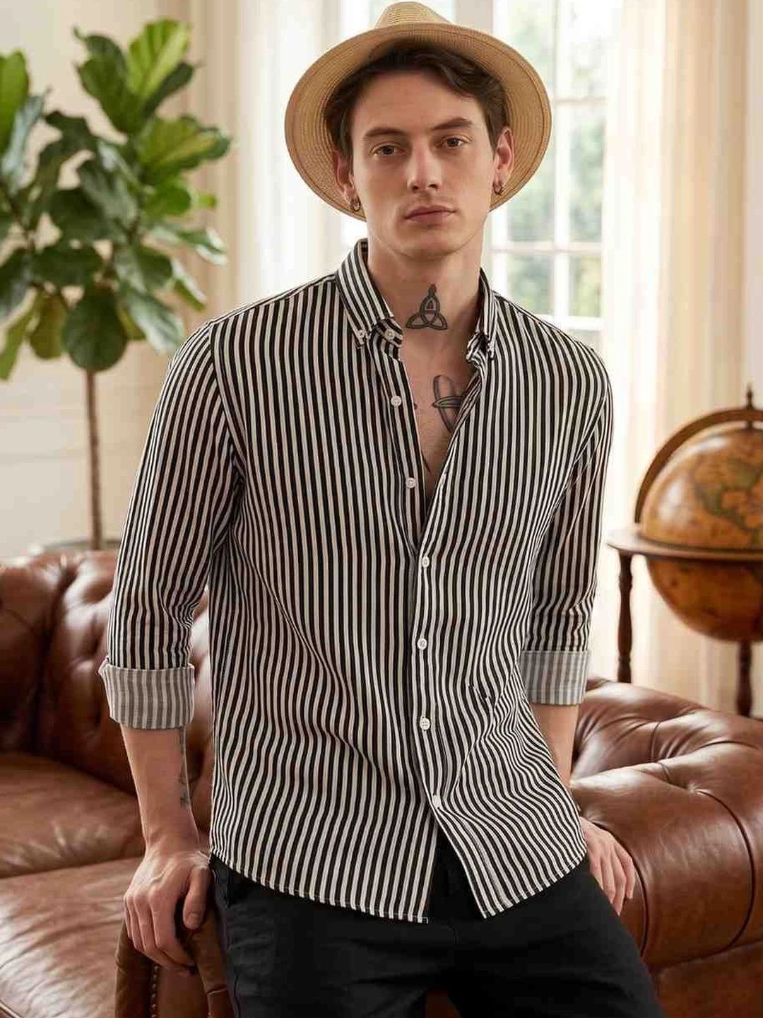 US MORATIO AMERICA Men Striped Casual Shirt