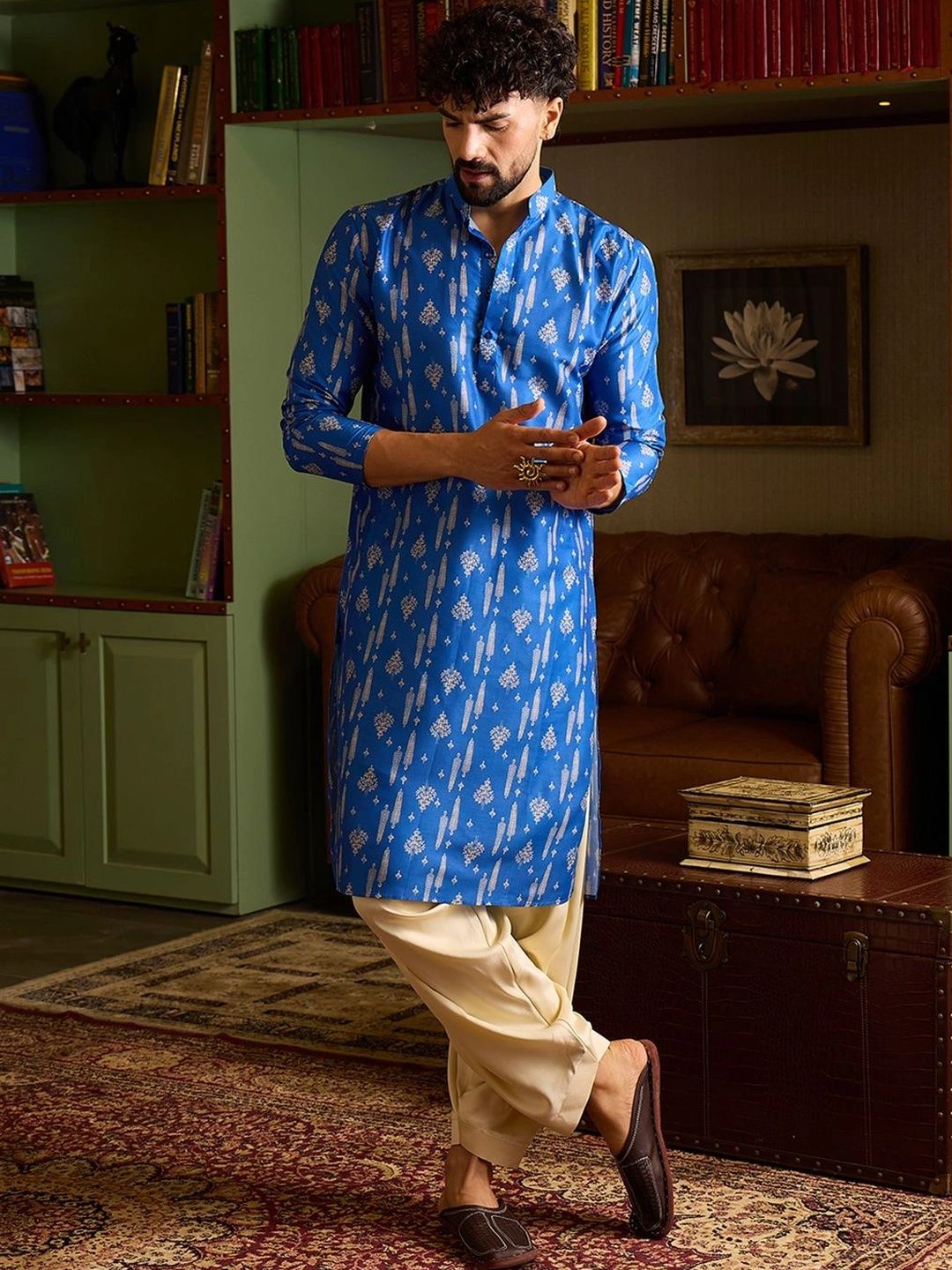 House of Pataudi Men Ethnic Motifs Printed Kurta