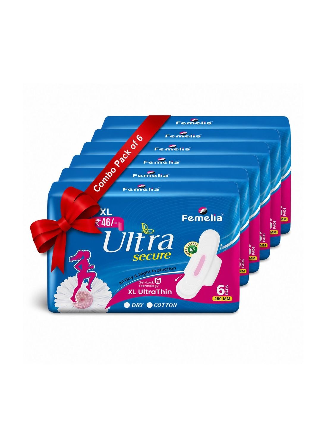 Femelia Femelia Set Of 6 All Day & Night Protection Scented Sanitary Pads - 6 Pcs Each - XL