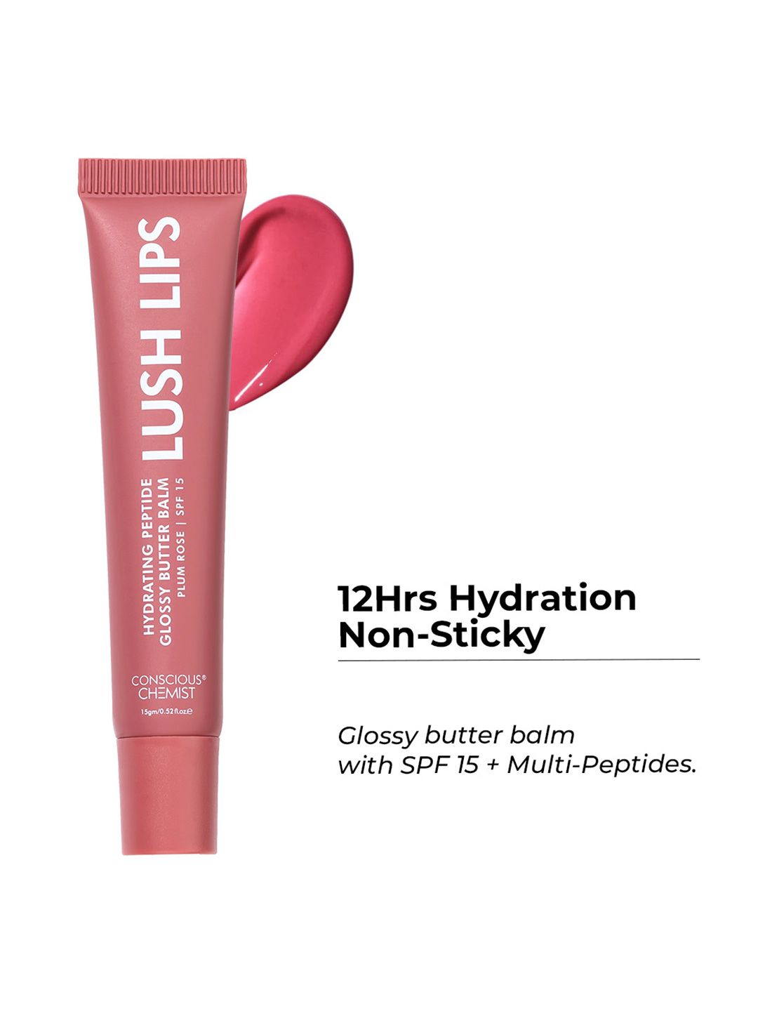 Conscious Chemist Multipeptide & Shea Butter Infused Lip Balm - Plum Rose - 15 g