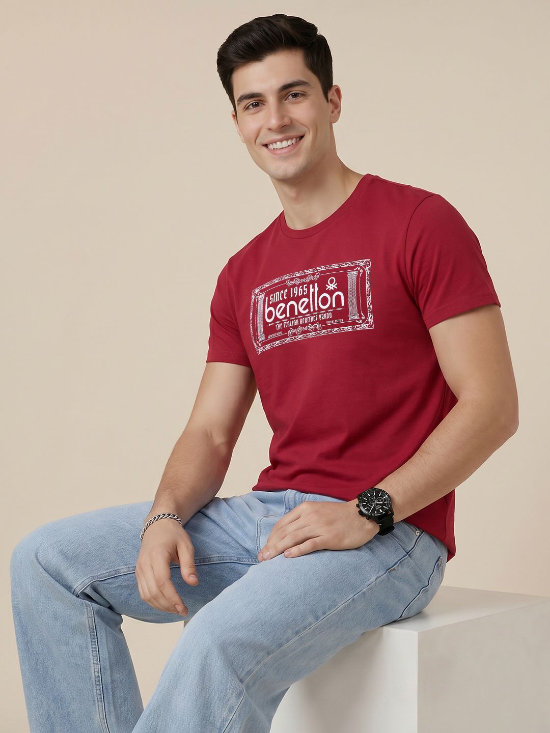 United Colors of Benetton Brand Logo Printed T-shirt