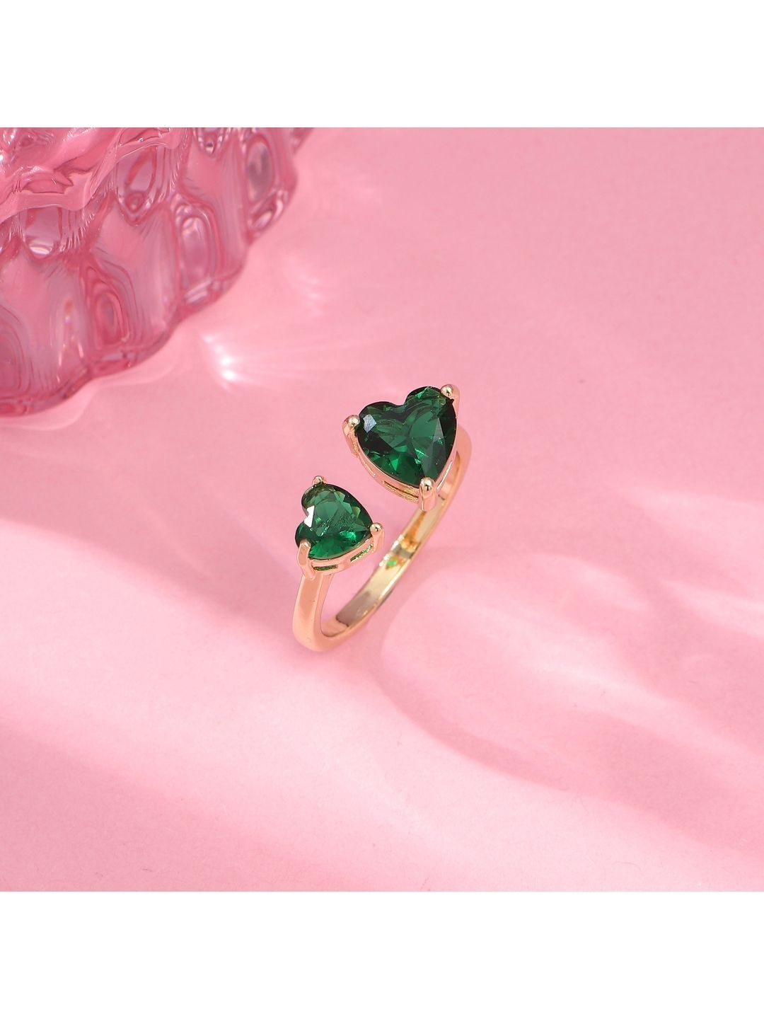 Stone Studded Finger Ring SALTY Copper Stone-Studded Heart Shaped Lush Toi-Et-Moi Finger Ring
