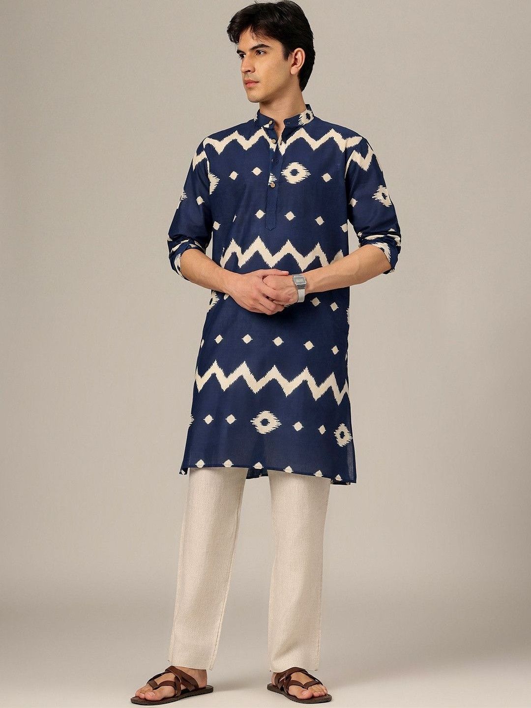 DENNISON Men Geometric Printed Block Print Kurta