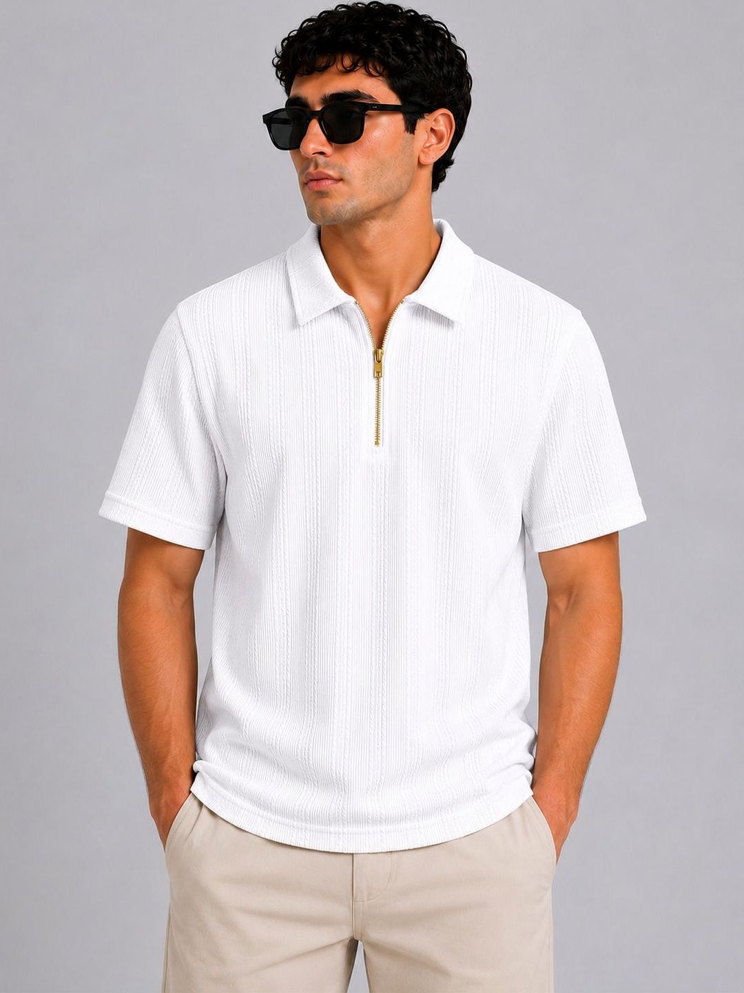 R.Code by The Roadster Life Co. Men Polo Collar T-shirt