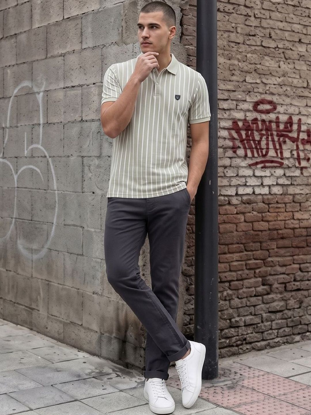 Roadster Men Striped Polo Collar T-shirt