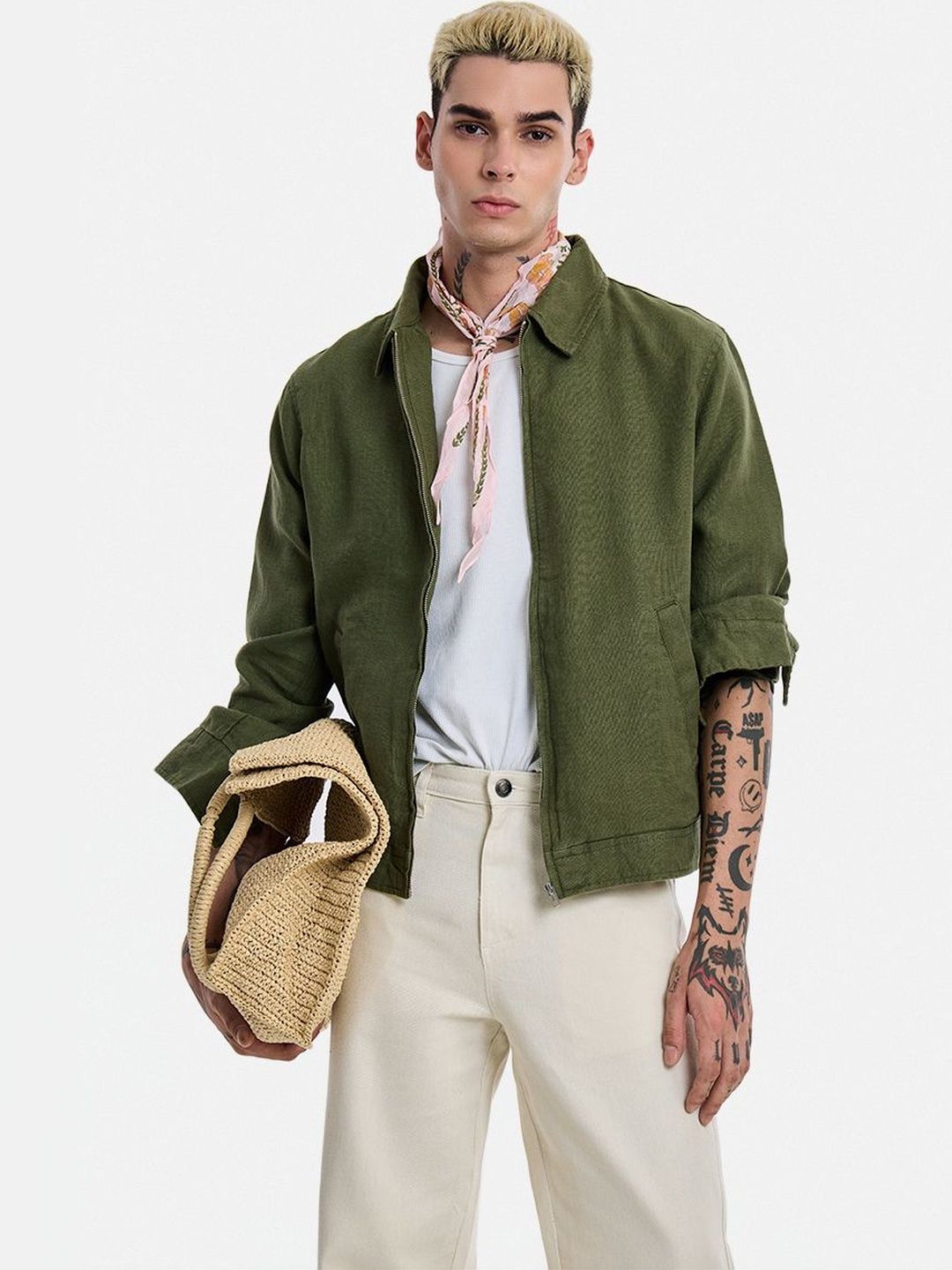 Snitch Men Checked Longline Open Front Jacket