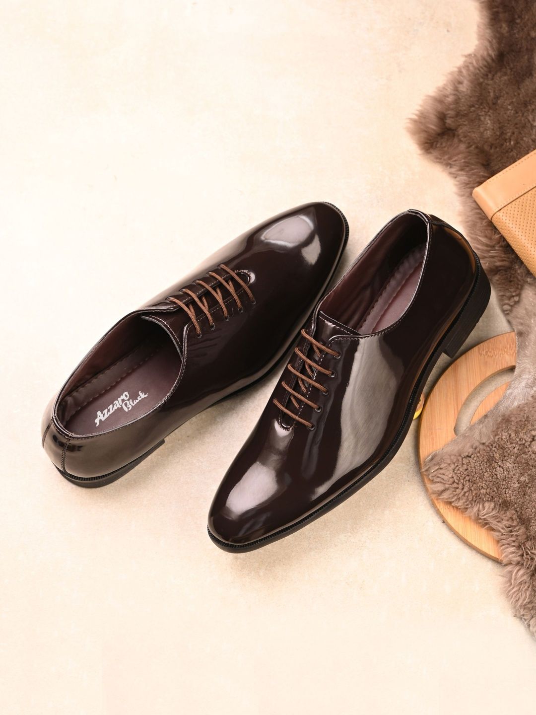 Azzaro Black Men Pointed Toe Lace-Ups Formal Oxfords