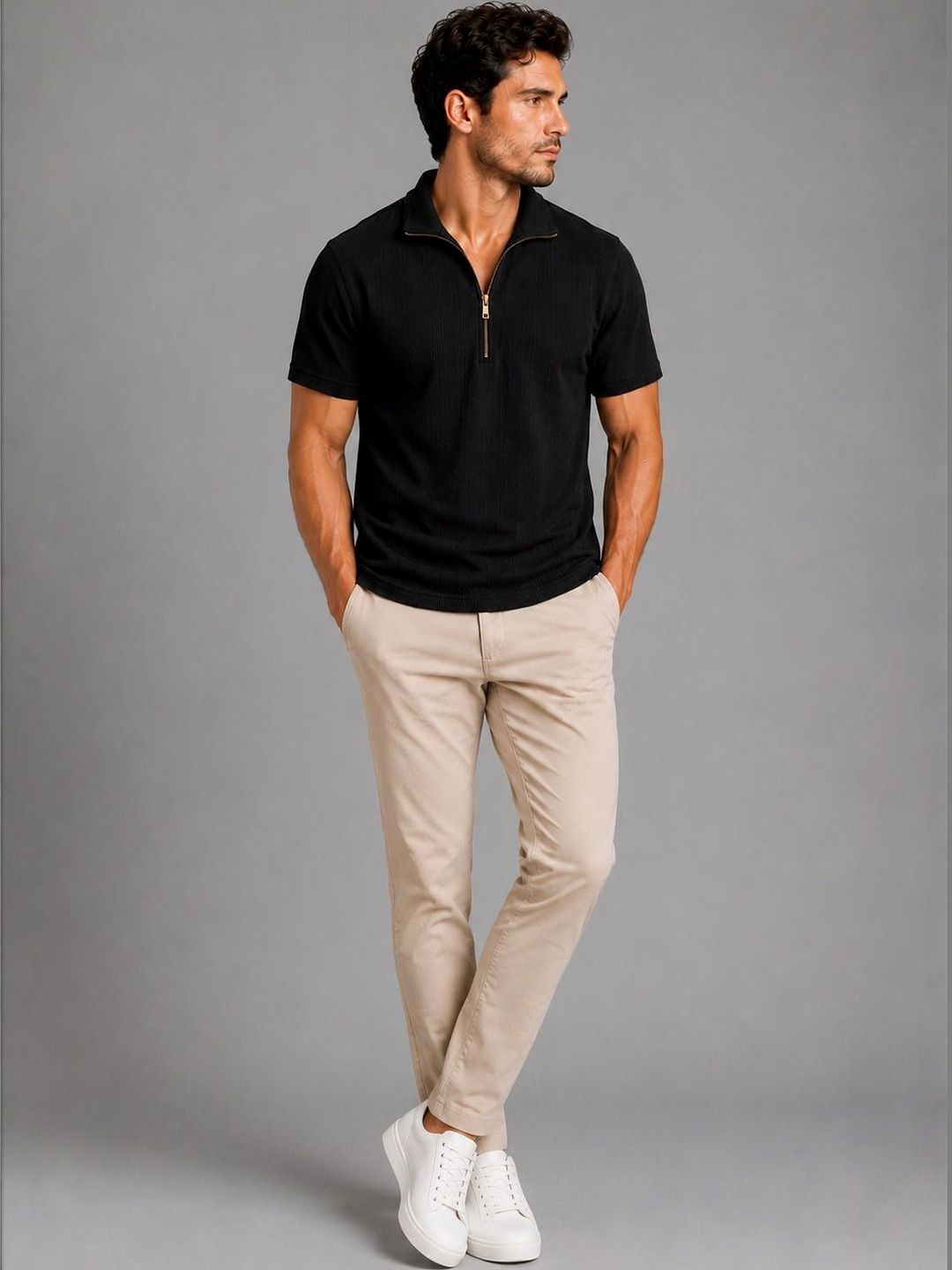 R.Code by The Roadster Life Co. Men Polo Collar T-shirt