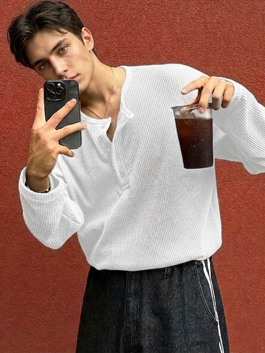 Imsa Moda Men Henley Neck T-shirt