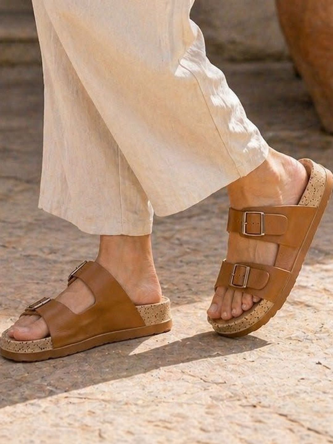CORSICA Women Open Toe Flats with Buckles