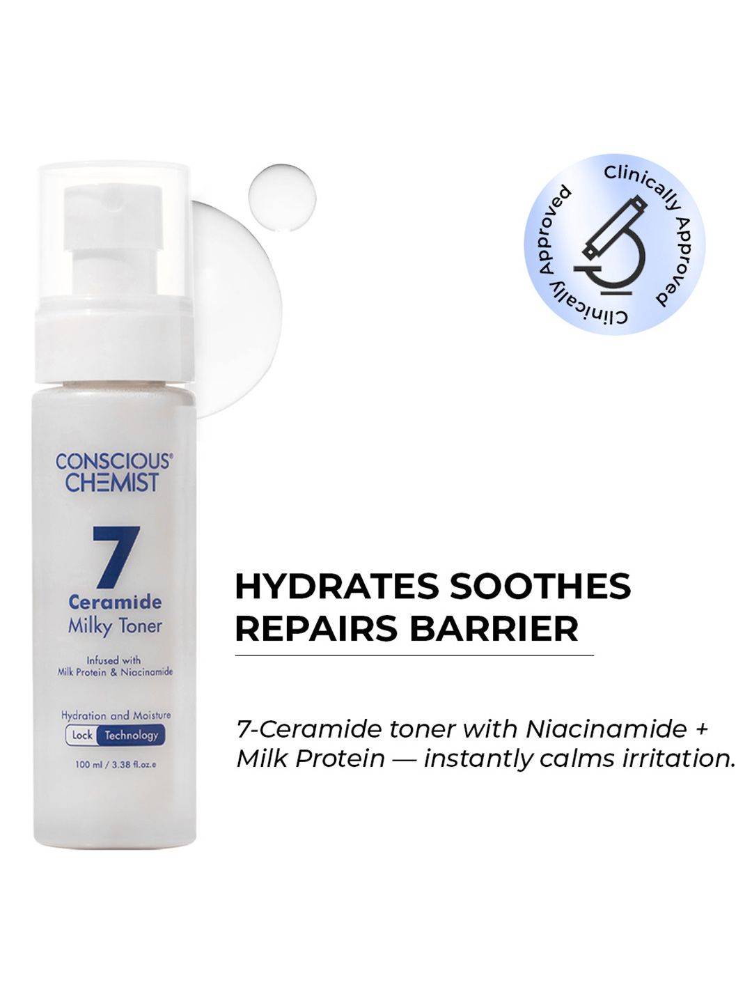 Conscious Chemist 7 Ceramide Milky Toner Infused With Milk Protein & Niacinamide - 100ml