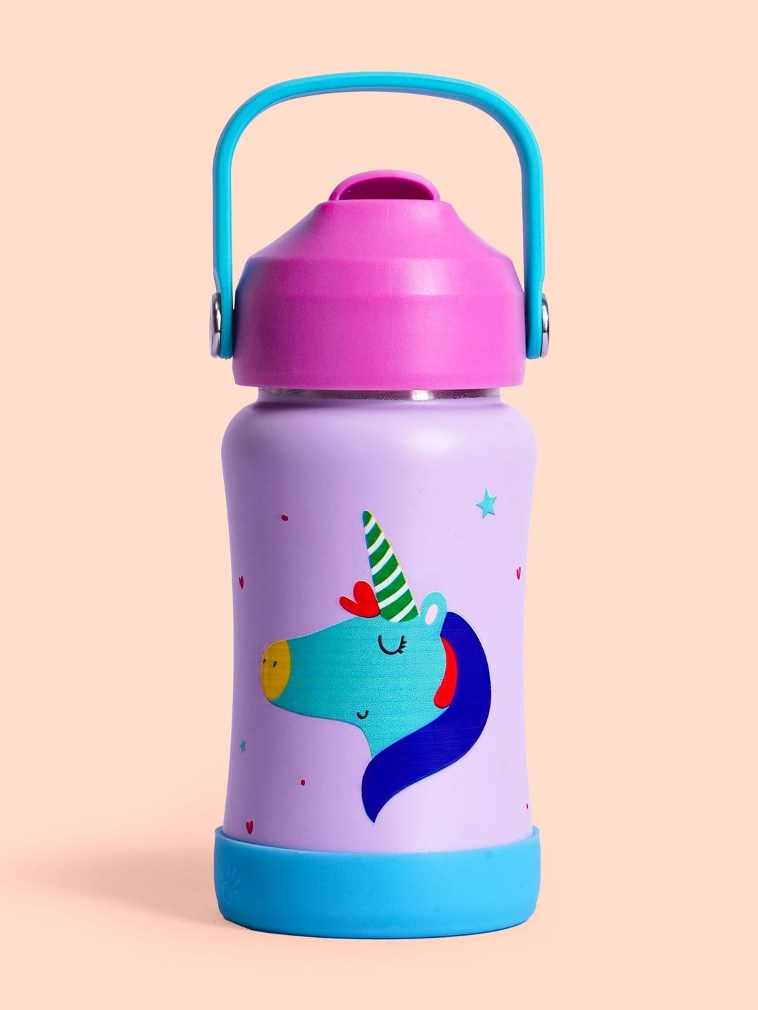 Rabitat Purple & Pink Single Stainless Steel Cartoon Characters Water Bottle