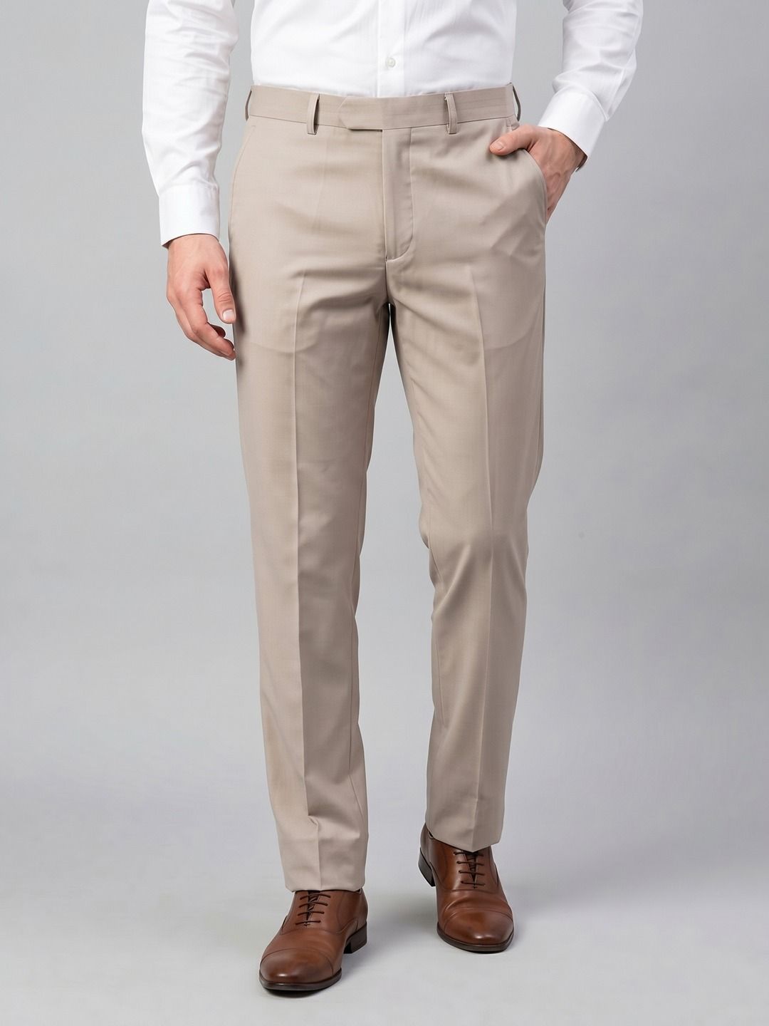 INVICTUS Men Relaxed Mid-Rise Flat-Front Formal Trousers