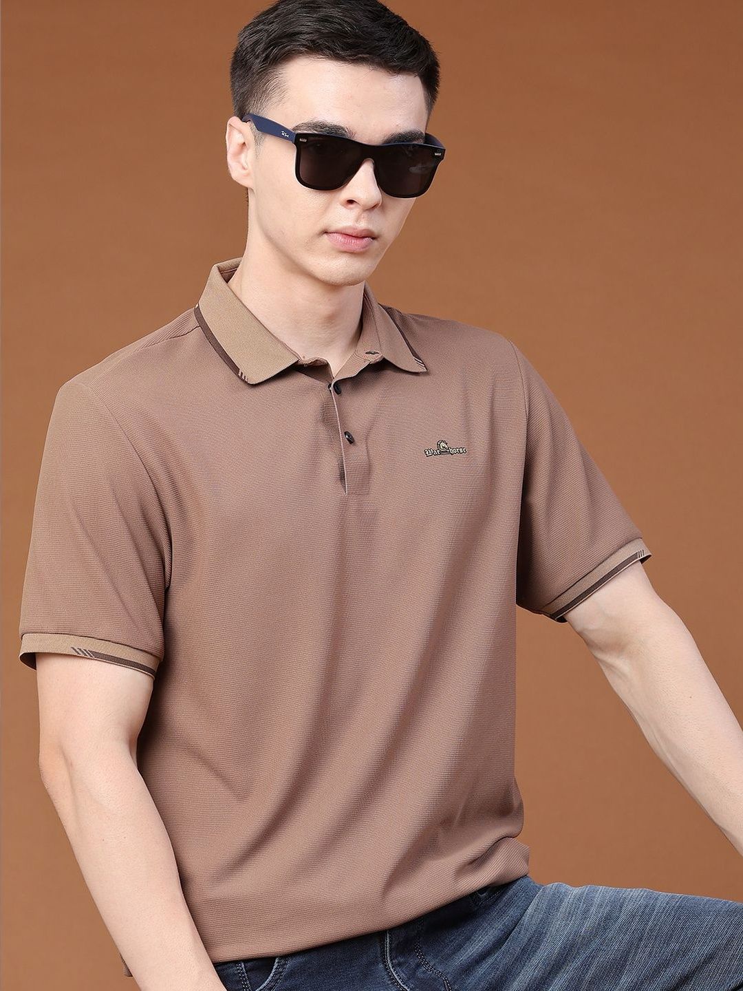LIMEROAD Men Brand Logo Polo Collar T-shirt