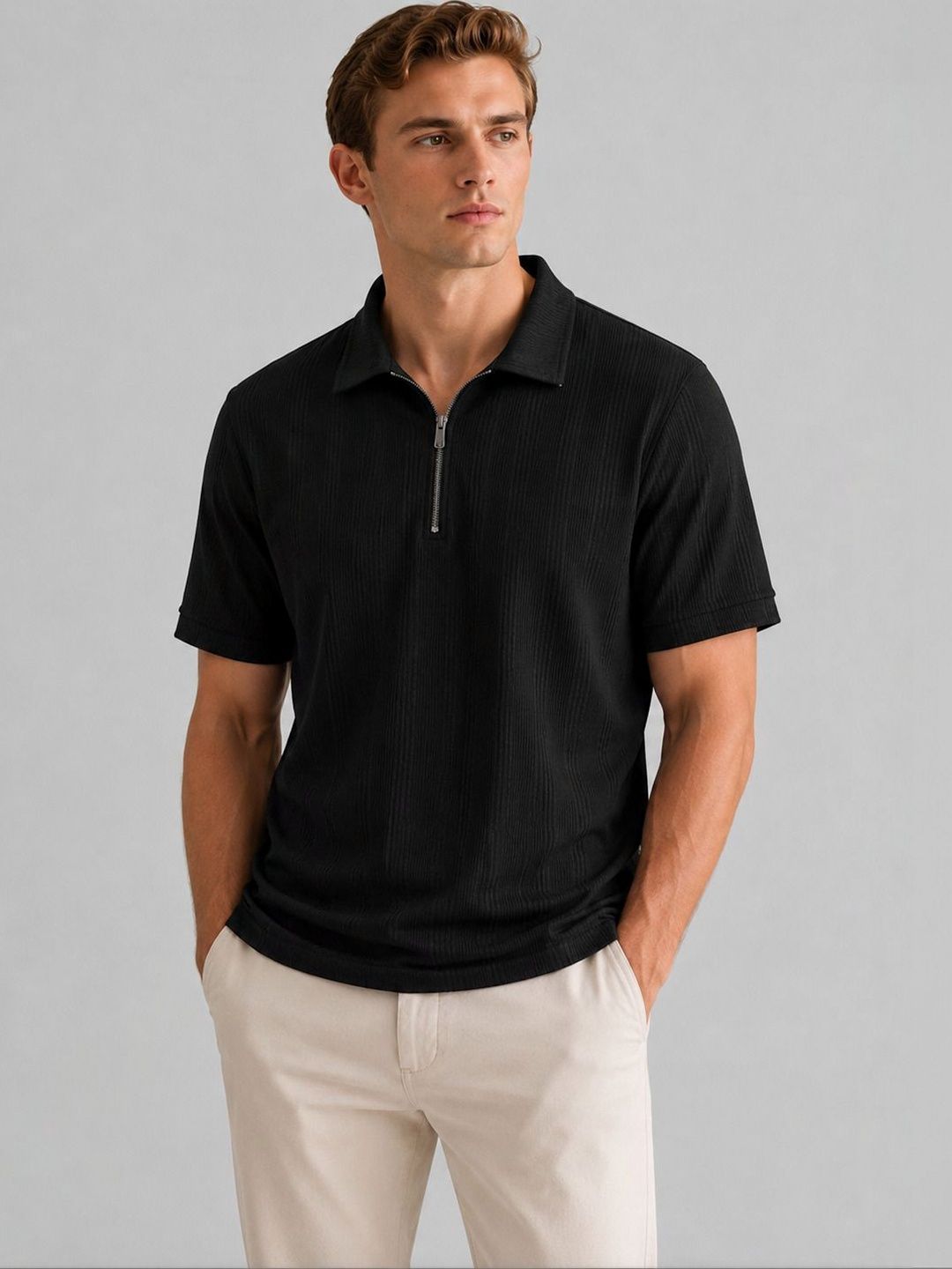 R.Code by The Roadster Life Co. Men Polo Collar T-shirt