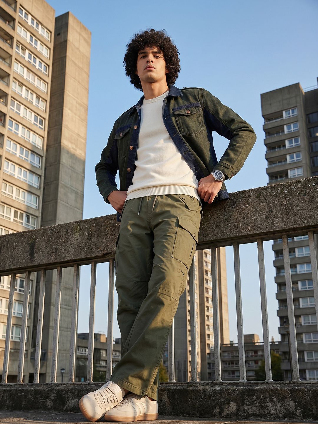 The Roadster Lifestyle Co Cotton Spread Collar Denim Jacket