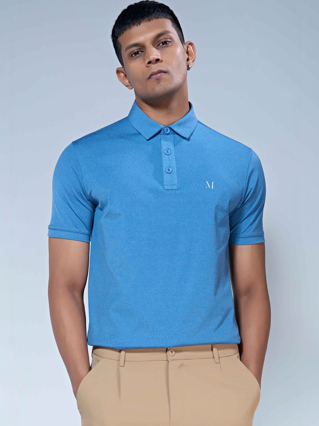 MAXZONE Men Brand Logo Placement Polo Collar T-shirt