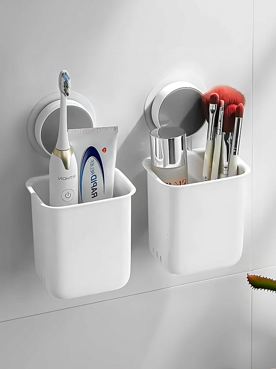 kepzell White 2 piece Solid Plastic Bathroom Caddy