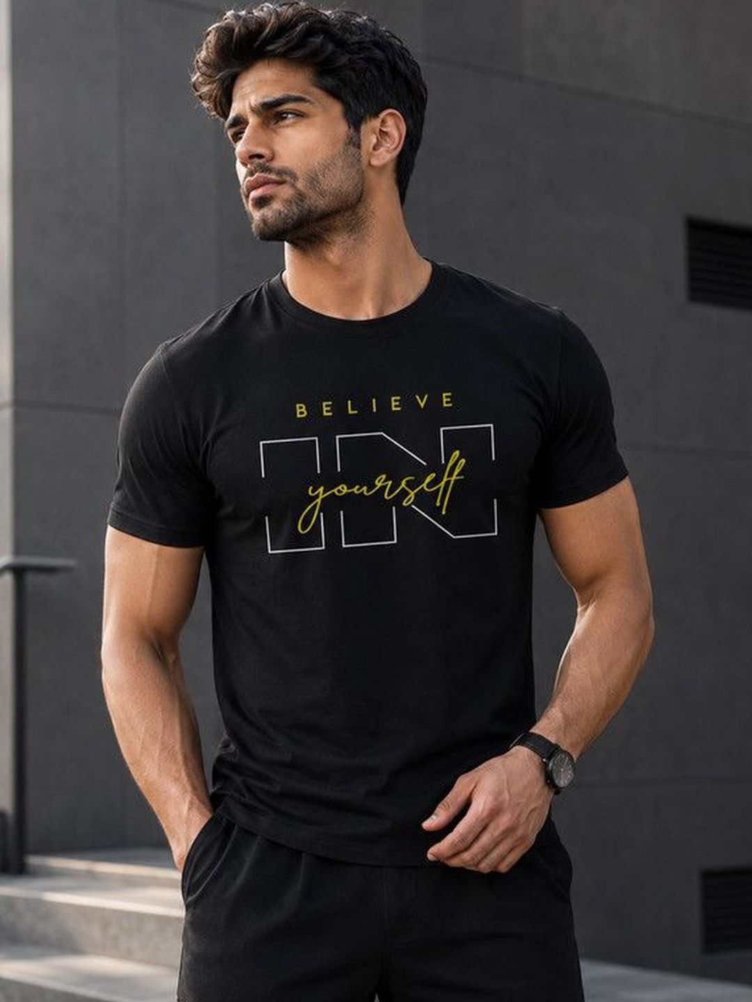 Dpassion Men Quick Dry Gym Printed T-Shirt