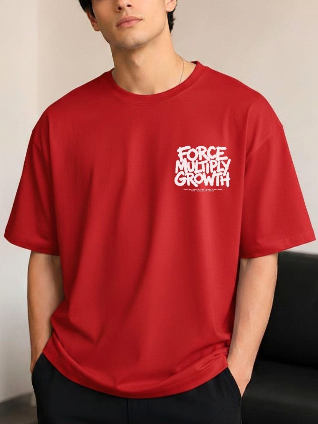 R.Code by The Roadster Life Co. Men Typography Printed Drop-Shoulder Sleeves T-shirt
