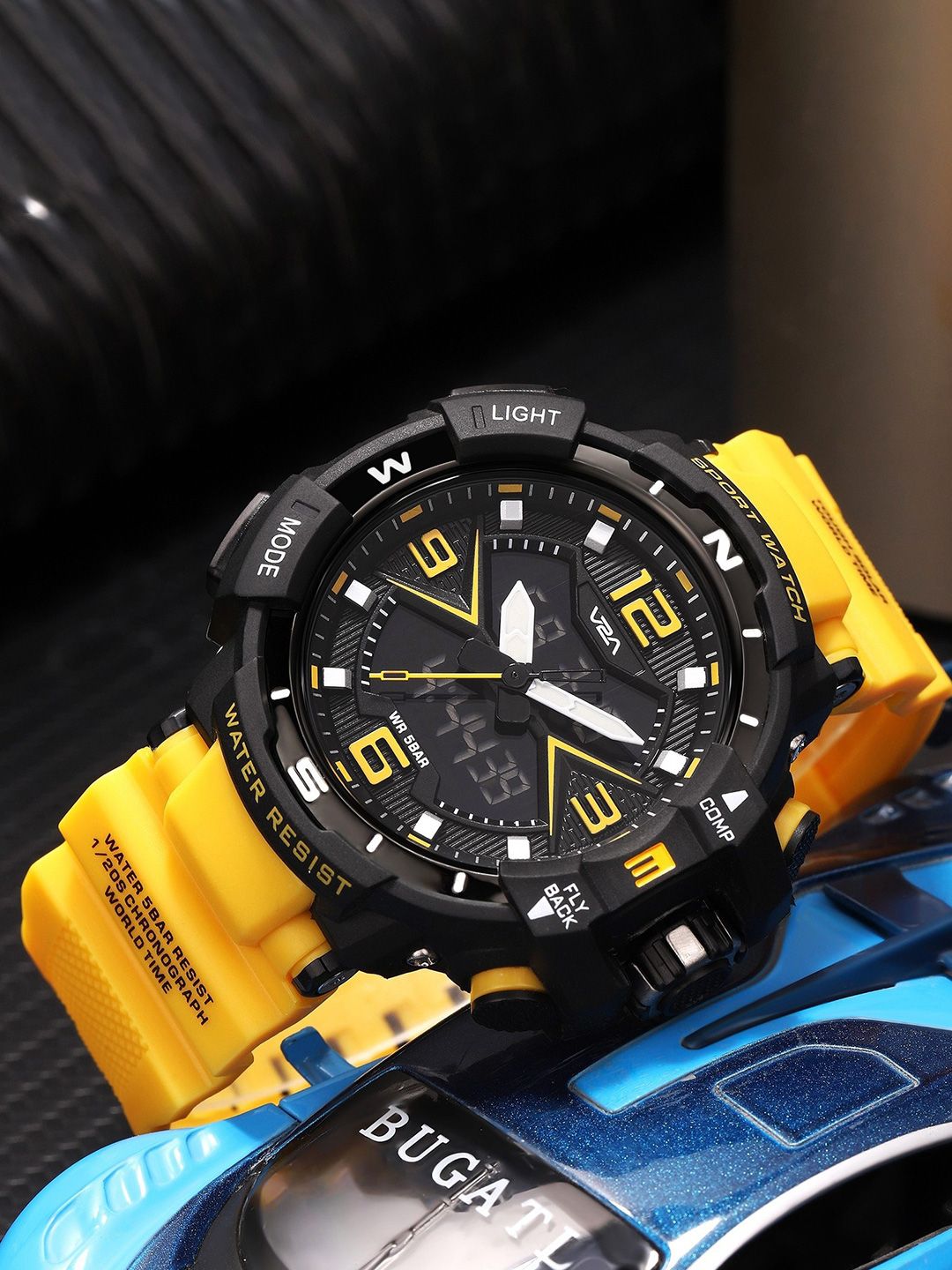 V2A Men Dial & Straps Analogue and Digital Chronograph Watch V2A-JF-1517-Yo-Bk