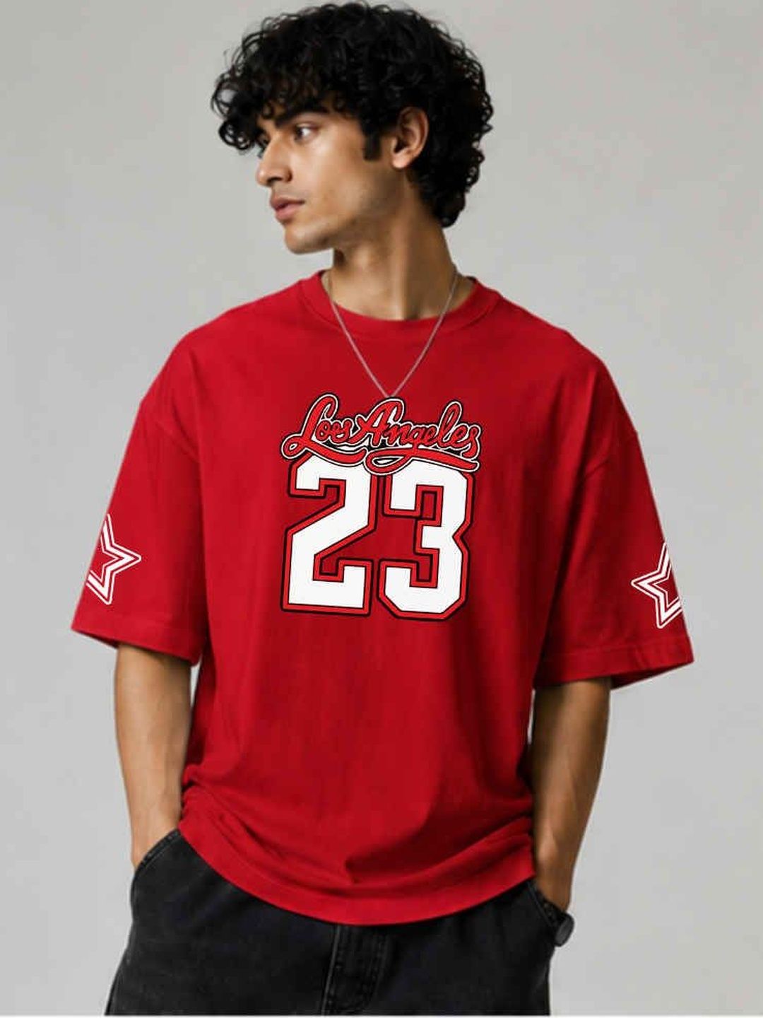 WIEBE Men Printed Drop-Shoulder Sleeves T-shirt