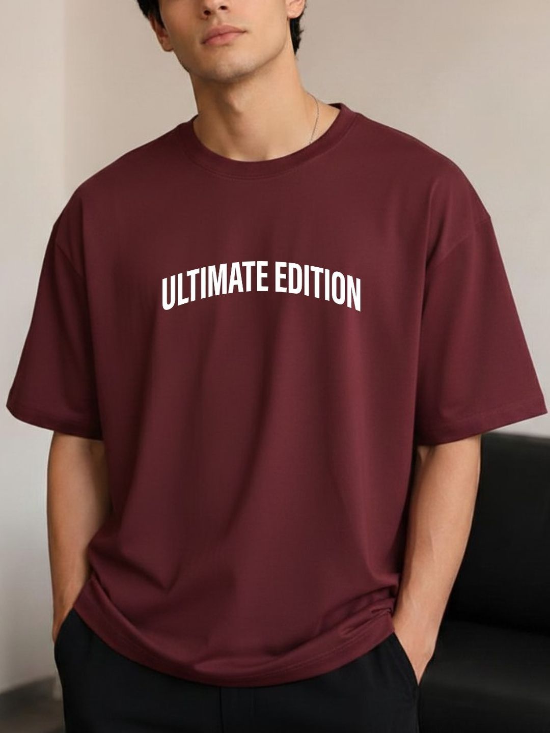 R.Code by The Roadster Life Co. Men Typography Printed Oversized Cotton T-shirt