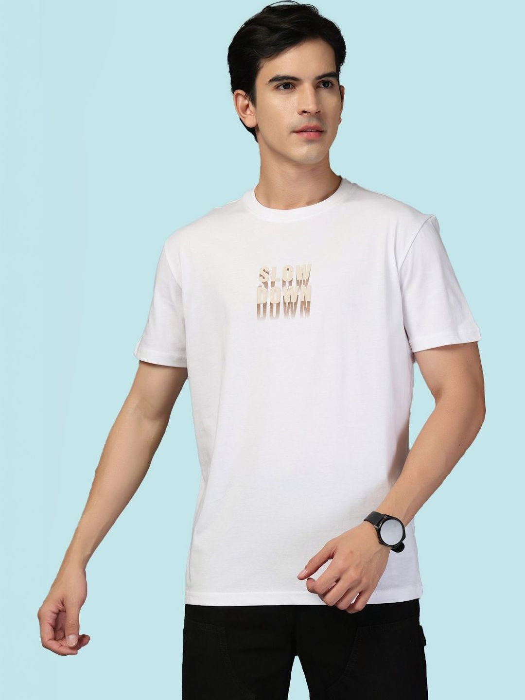 KLOUE Men Typography Printed T-shirt