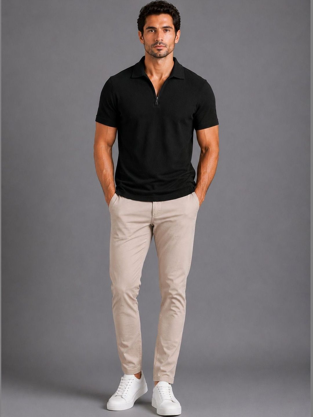 R.Code by The Roadster Life Co. Men Polo Collar T-shirt