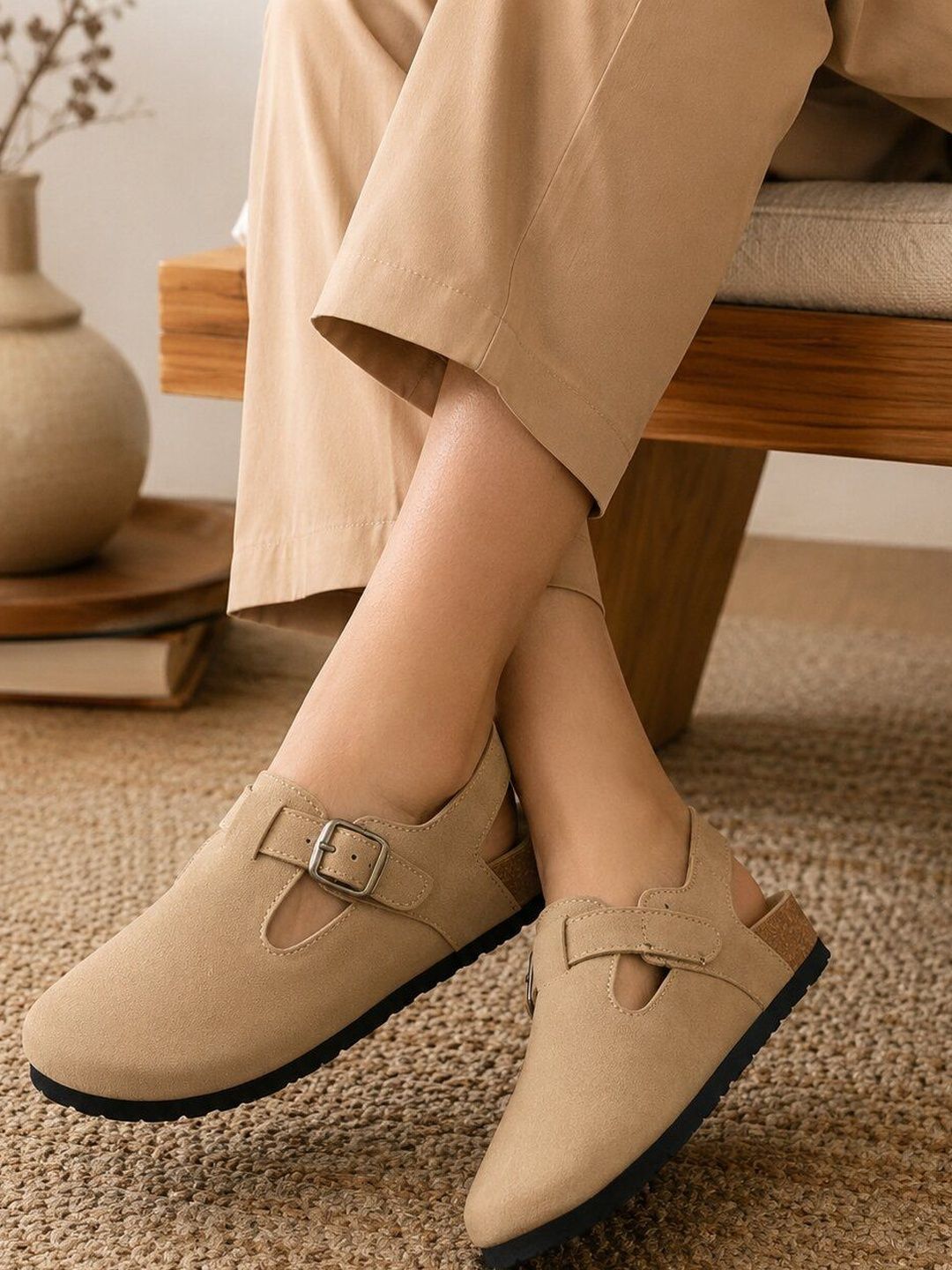 The Roadster Lifestyle Co. Women Buckle Detail Closed Toe Flat Sandals