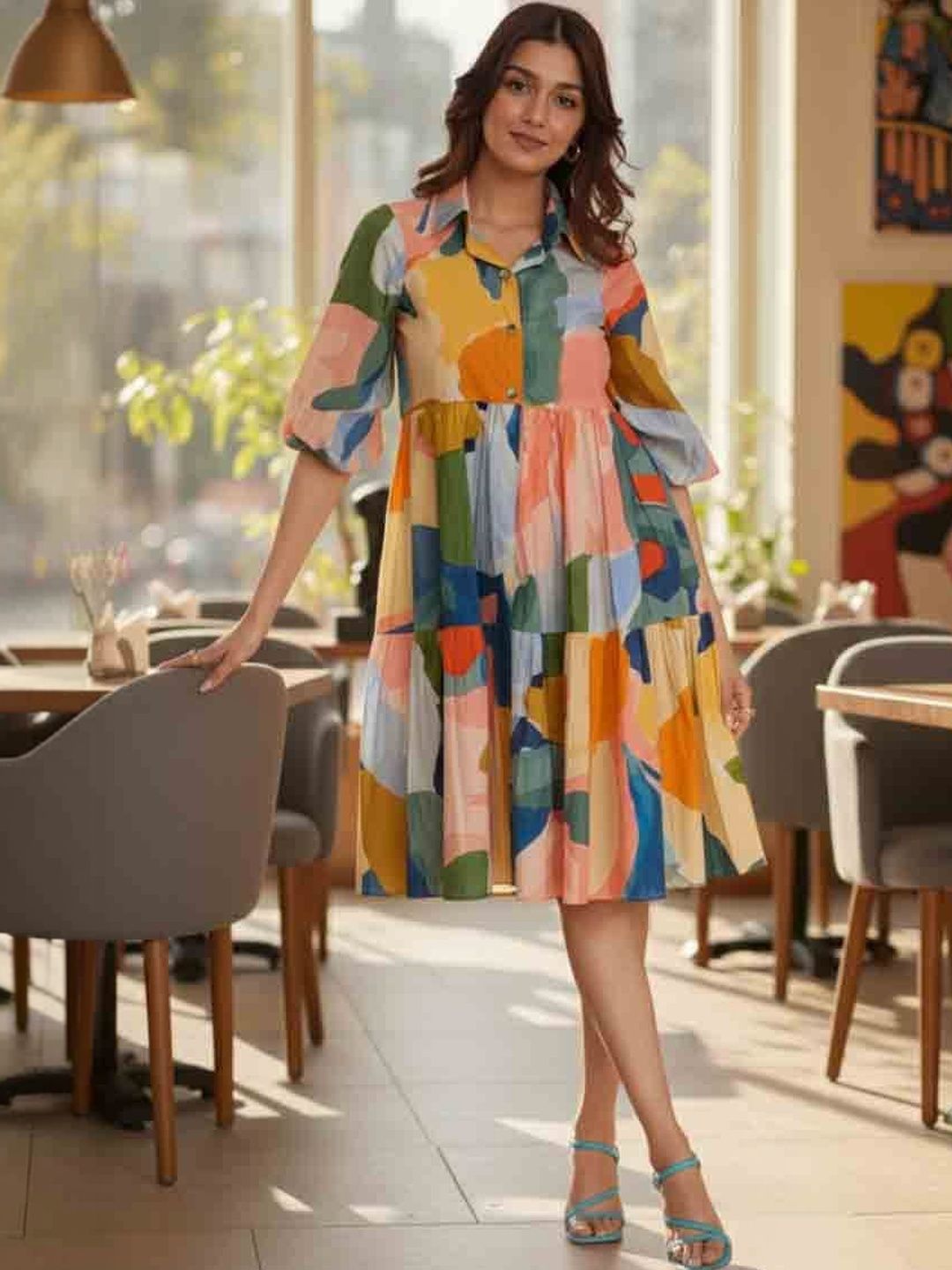 Moda Rapido Print A-Line Dress