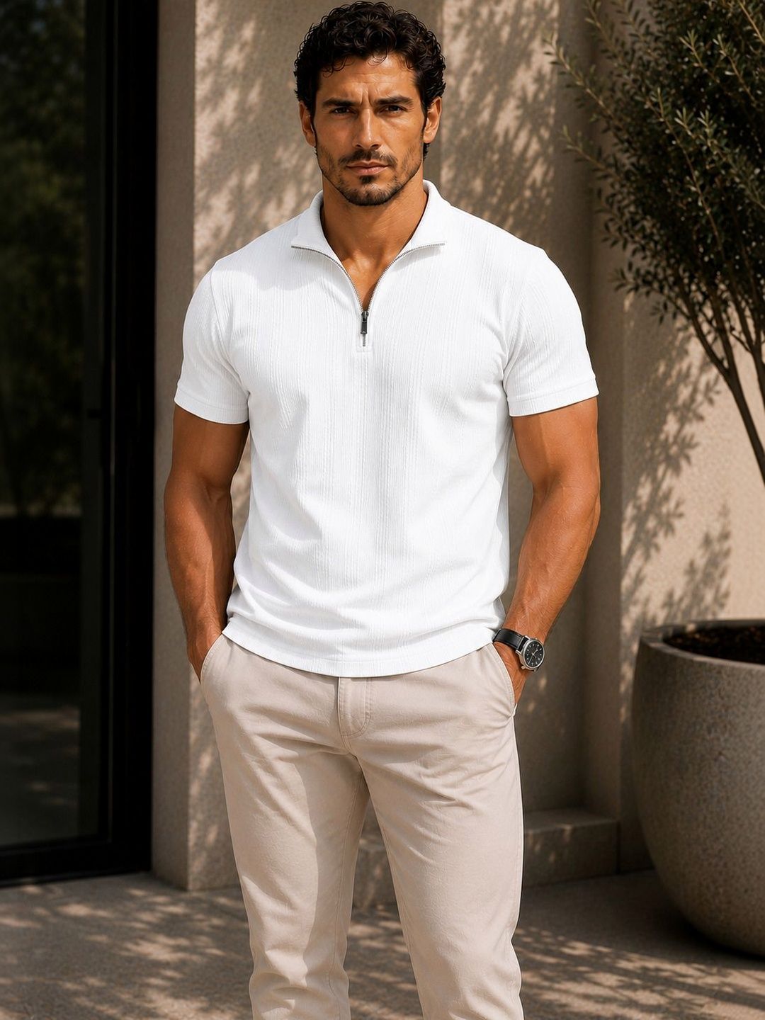 R.Code by The Roadster Life Co. Men Polo Collar T-shirt