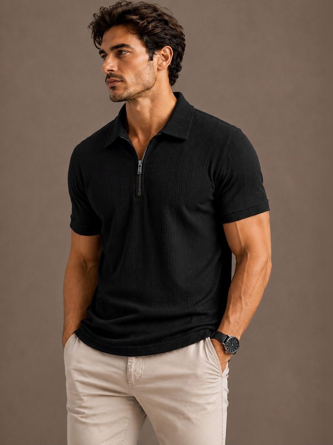 R.Code by The Roadster Life Co. Men Polo Collar T-shirt