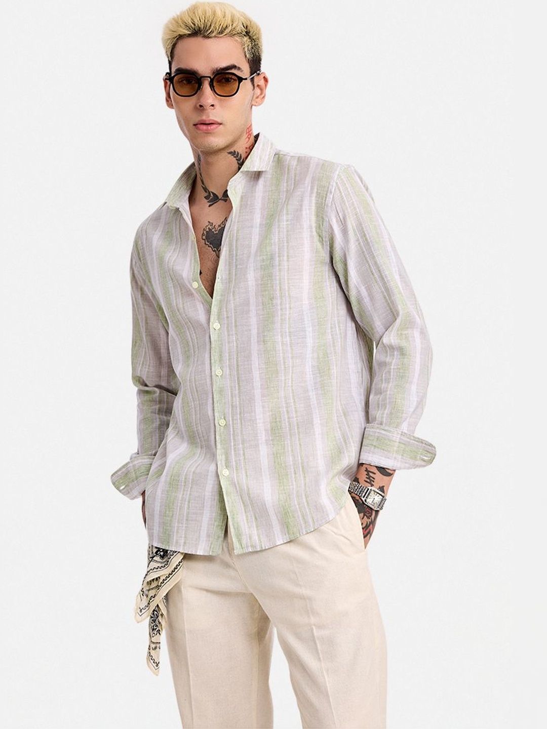 Snitch Men Striped Casual Shirt