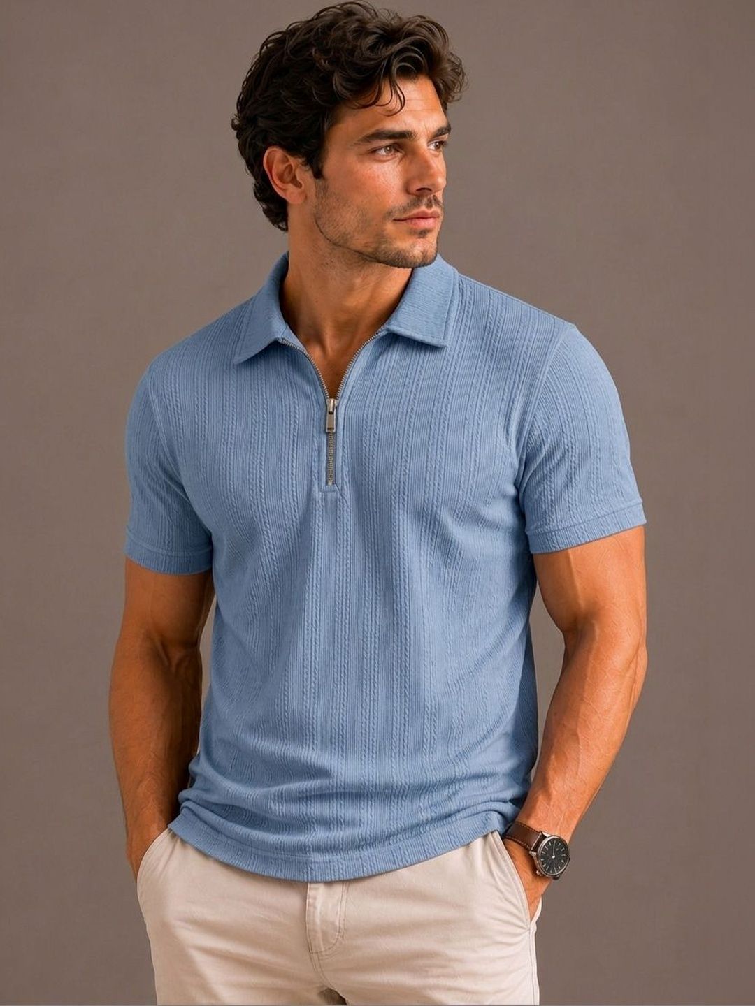 R.Code by The Roadster Life Co. Men Polo Collar T-shirt