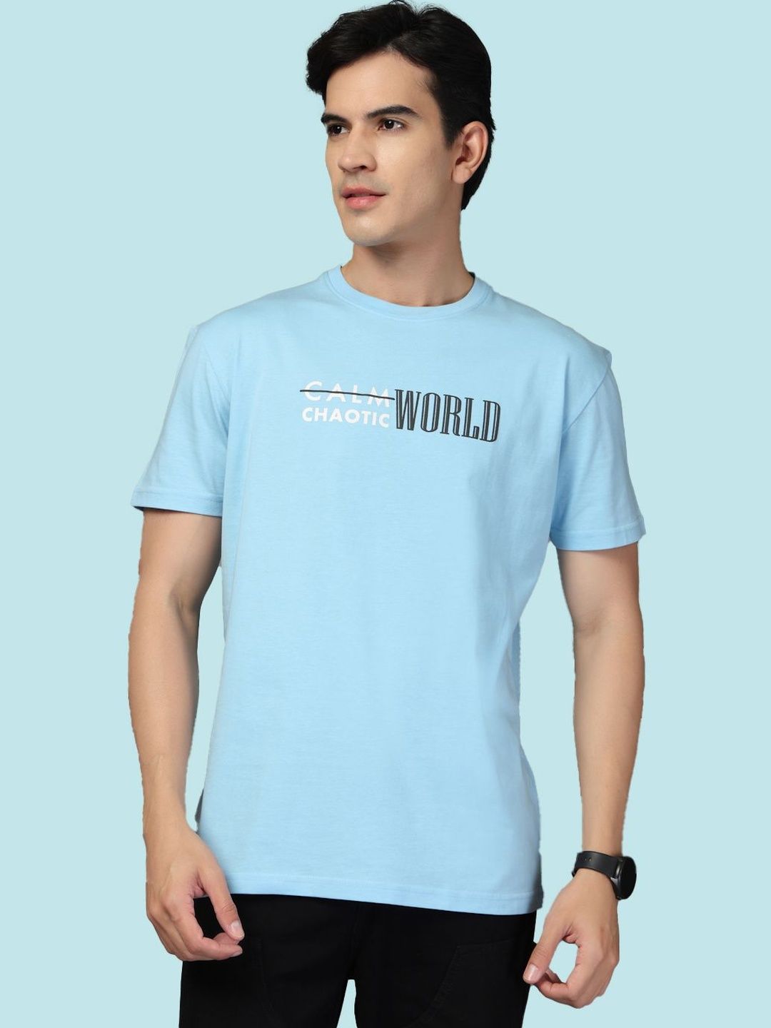 KLOUE Men Typography Printed T-shirt