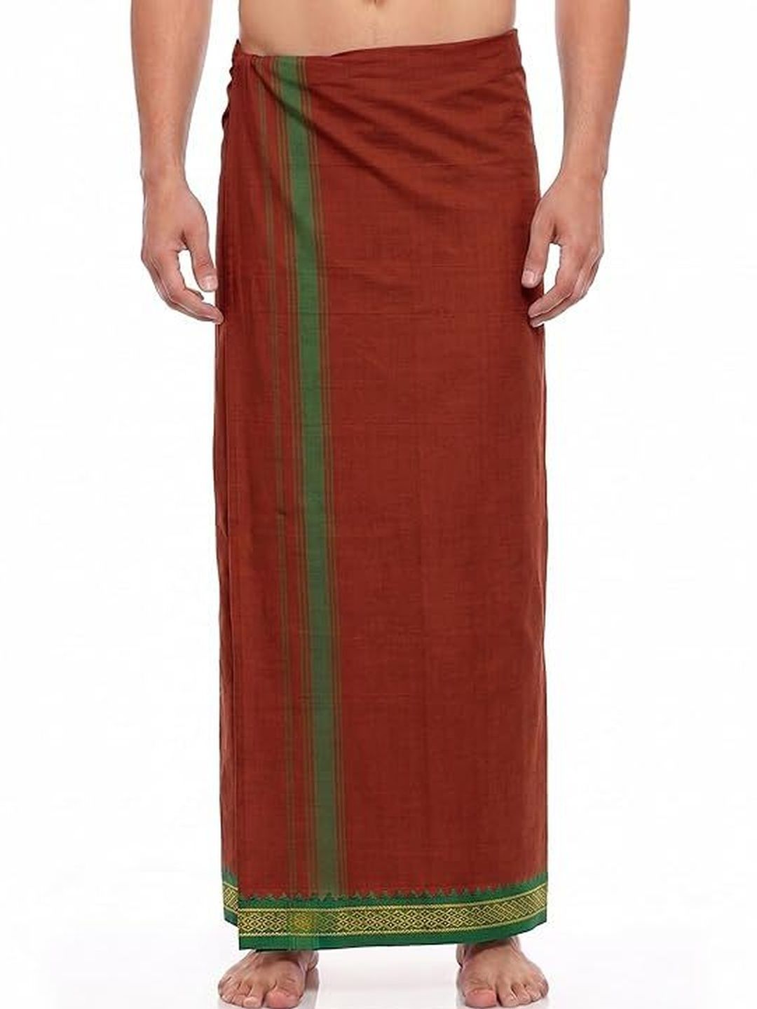 Hornbill Enterprises Men Striped Cotton Dhoti Dhotis