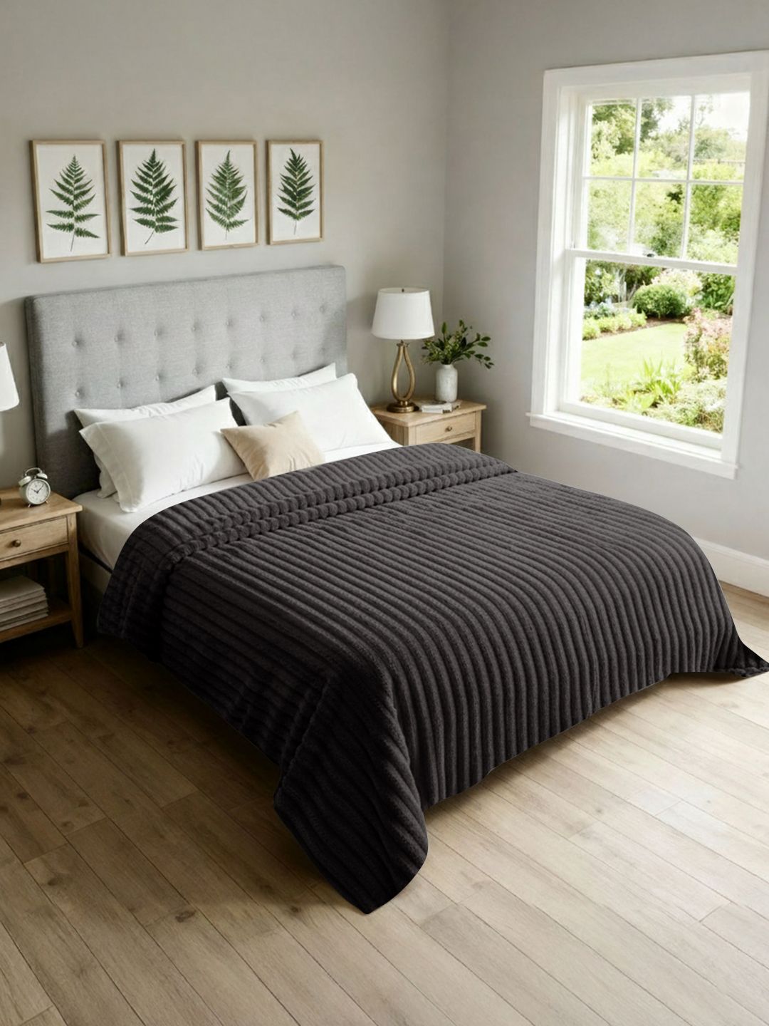 Cortina Cortina Grey 350 GSM Striped Single AC Blanket